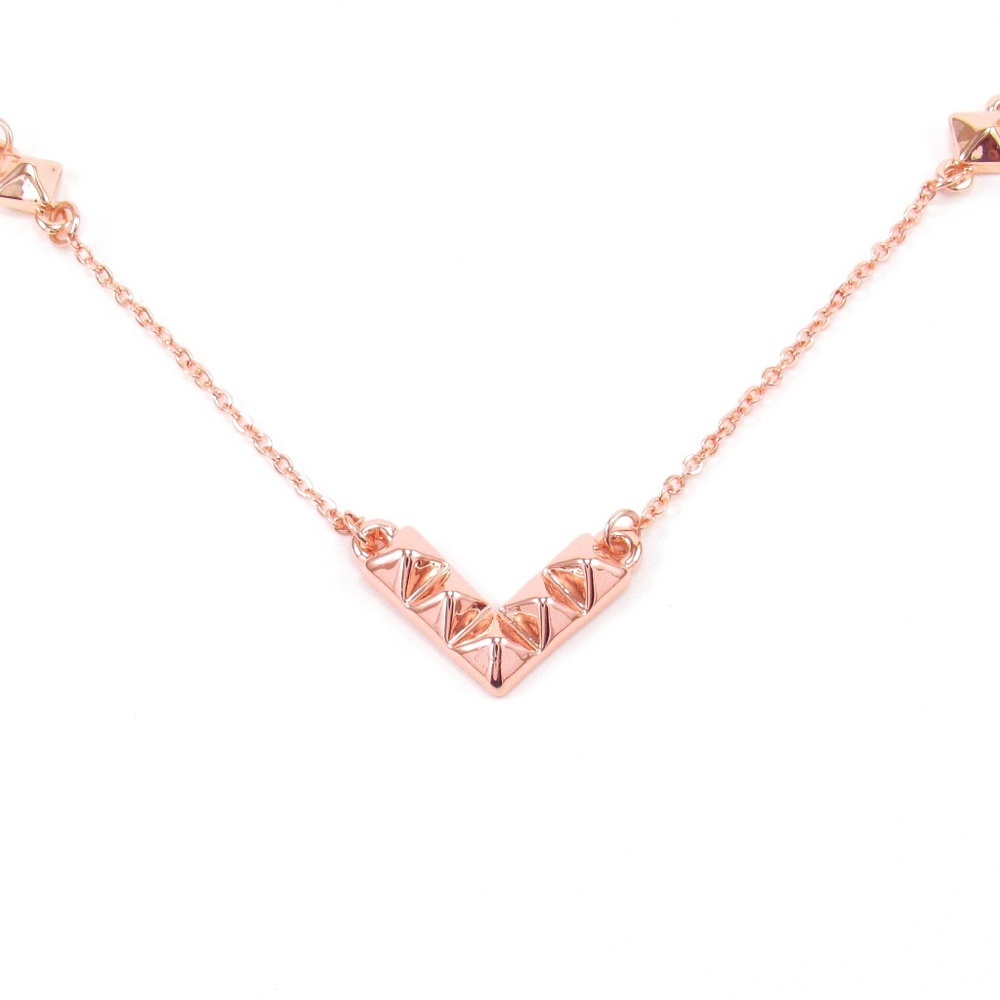 V Pendant Necklace Rose Gold Geometric Cubes